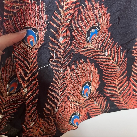 Cassee's Black Orange Strapless Peacock Sequin Dress Large - Picture 10 of 11